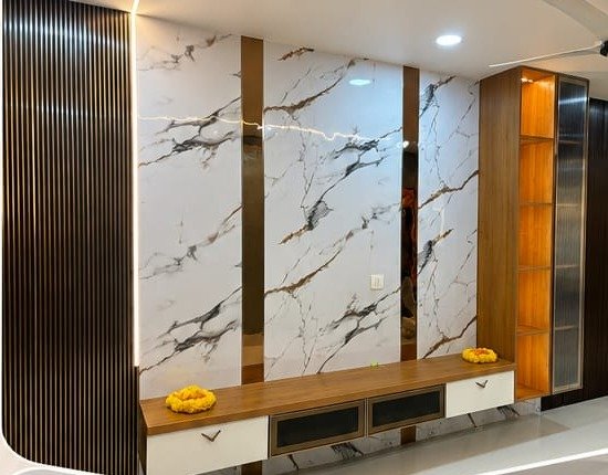 Custom TV unit and wall panel interior